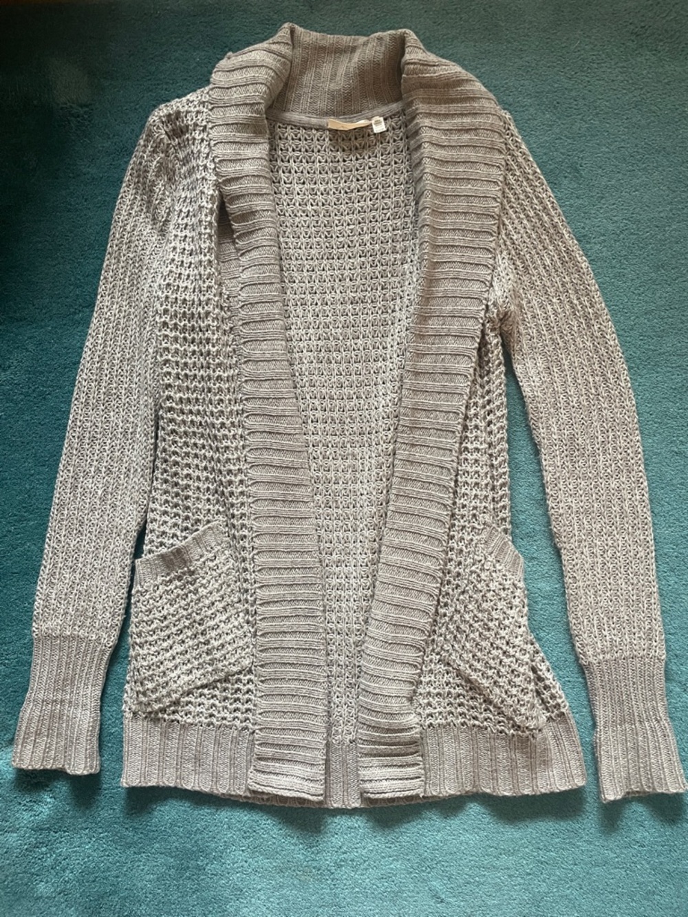 Gray Open-Front Stretchy Knit Cardigan Sweater - Women